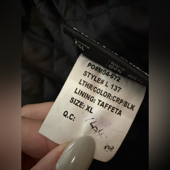 FMC Harley Davidson Black Leather Quilt Lined Zip Biker Jacket Womens XL Heart - Picture 7 of 13